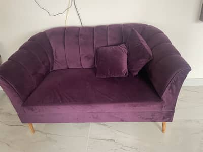 2 seater purple velvet sofa