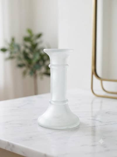 Set of 12 Elegant White Frosted Glass Candle Stick Holdersrs