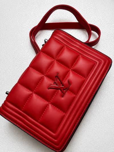 Red LV quilted texture bag
