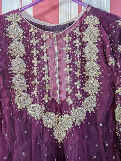 Royal pulm heavy embroided net maxi/Wedding wear dress