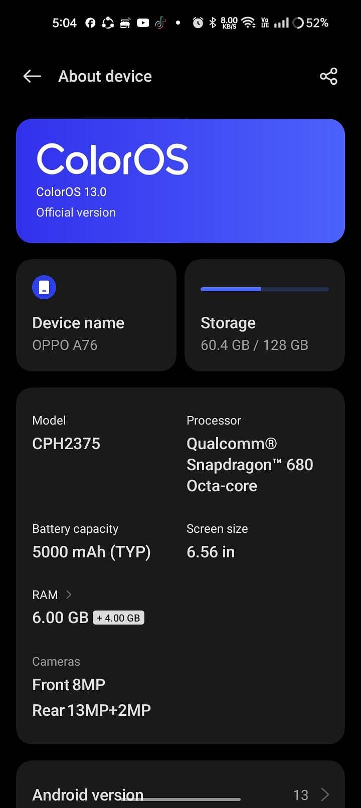 OPPO A76 4