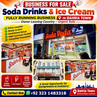 Fully Running Soda Drinks & Ice Cream Business for Sale in Bahria Town