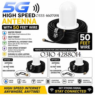 High-Speed Outdoor 5G Antenna Kit with 50-Foot Cable and Connector fo
