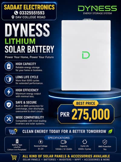 Dyness 51.2V 100Ah LiFePO4 Lithium Solar Battery | 5.12kWh | Brand New