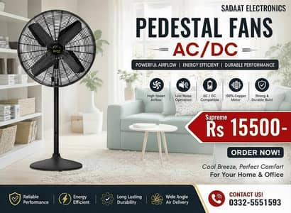 Pedestal Fan AC/DC & AC | High-Speed Copper Motor | Sadaat Electronics