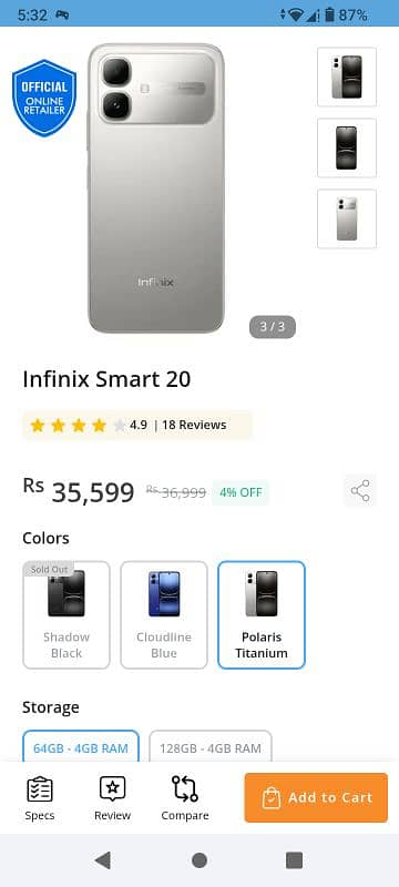 Infinix Smart 20.4 64price fnf 35000