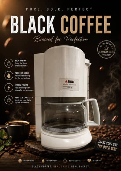 one time used black coffee machine