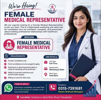 Female Medical Representative Required | Female Jobs | Marketing Staff