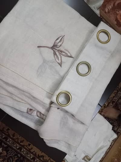 slub yarn embroidered brand new curtains 2 pairs (4 panels ) for sale