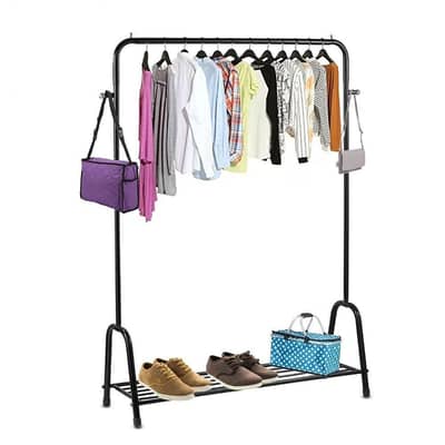 Single Garment Rack with Shoe Shelf | Heavy Duty Clothes Stand