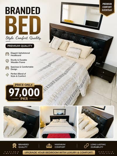 2 Luxury Branded Bed Set with Dressing Table | Premium Wooden Bedroom