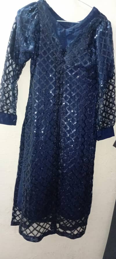 Navy Blue 3 Piece Sequence Dress - One Time Used