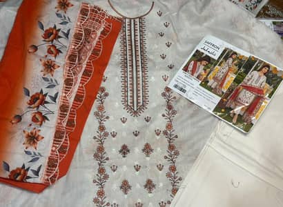 Hajra Iman by Saffron Premium Embroidered Lawn 3pc (8 words)