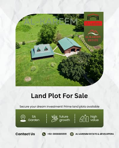 5 Marla Next to Corner on Mainboulevard Plot For Sale In Badar-C Block-SA Garden Phase 2
