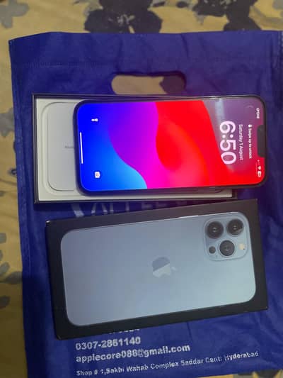 iPhone 13 pro max PTA Aproved with box 128GB (1 manual,1 E sim)