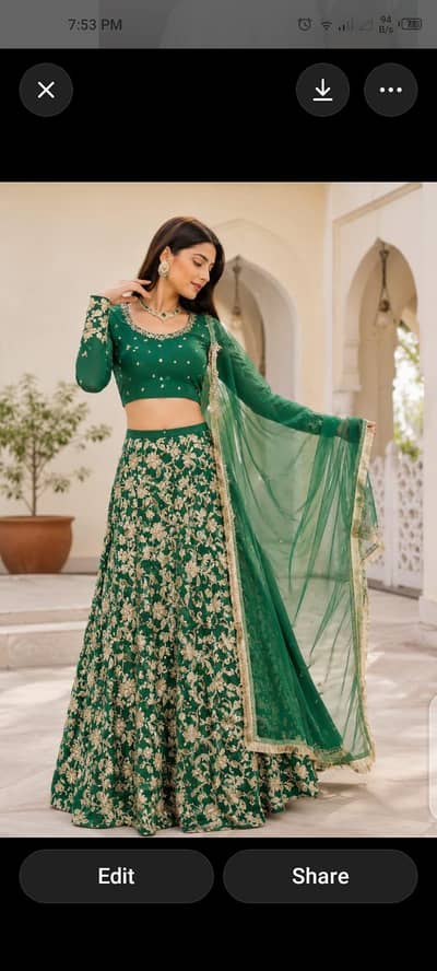 fancy lehnga choli with organza dupatta. 1 time used, condition 10/10