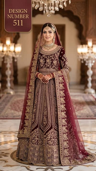 Bridal lehnga For barat Velvet and Net