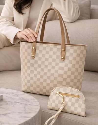 Women Leather Handbag set 2 pcs