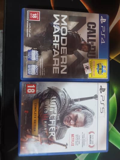 mw1 PS4 and Witcher 3 complete edition ps5