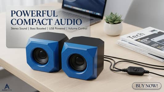 USB Computer Speakers 2.0 Blue Black - Achi Sound - Chowk munda