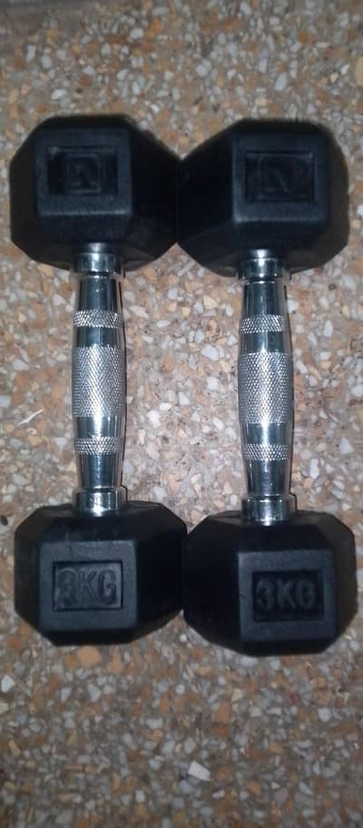 Imported 3 KG Hex Dumbbells Set (Pair)