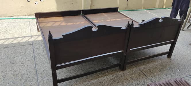 Two Wooden Single Beds with Mattress