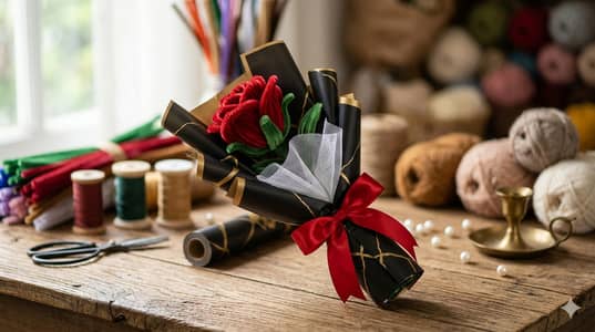Aesthetic Luxury Red Rose Bouquet - Everlasting Handmade Flower