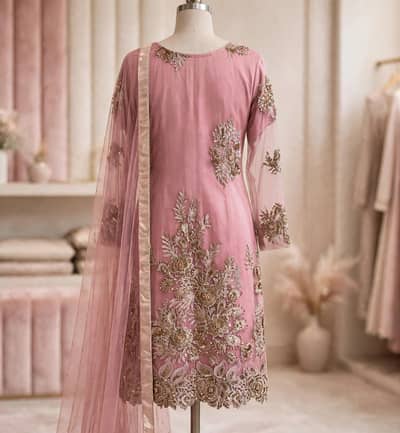 Fancy tea pink shalwar kameez