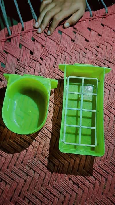 Bird cage water food feeder set