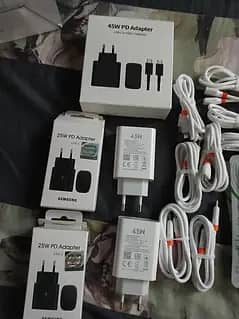 sumsung charger and infiax tecno 25 watts and 45 watts cable and handf