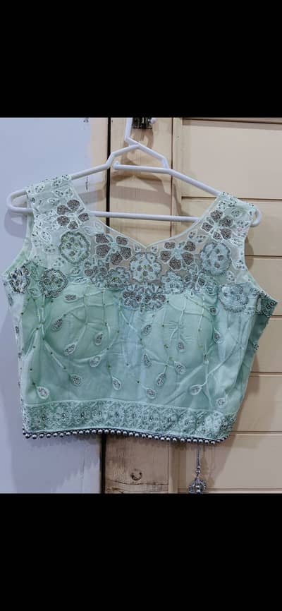 Imported pista color fancy gown