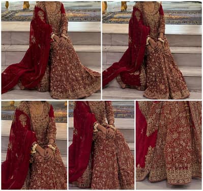 bridal Red farshi sharara with heavy handwork