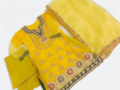 Elegant yellow Embroidered Dress perfect for festive occasions