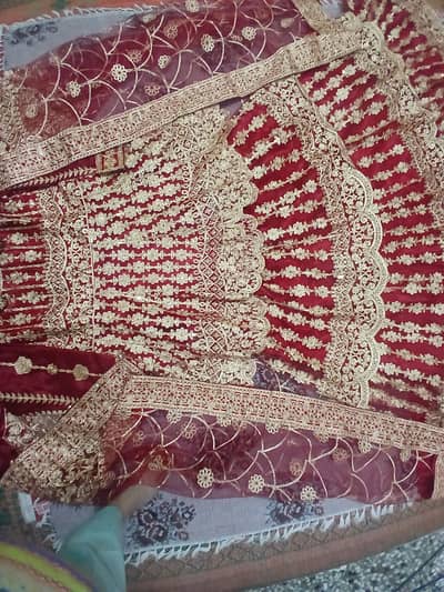 Bridal Red Baraat Lehenga with Gota Work, Beads & Complete Jewelry Set