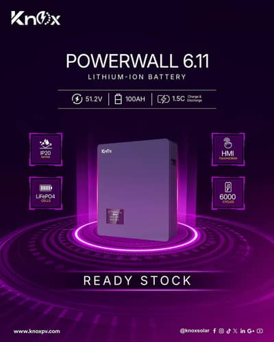 Knox PowerWall 6.11 1.5C Discharge current 100Ah 51.2V Lithium Ion