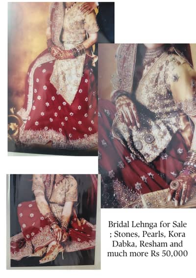 Bridal Lehnga for Sale (Deep Red and Gold)