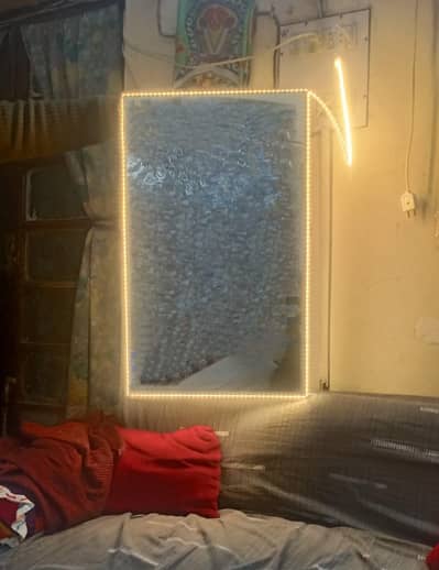 modern floating led light mirror with make up vanity