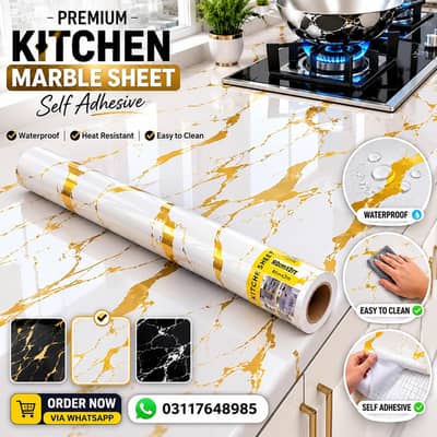 Self Adhesive Marble Sheet Waterproof Kitchen Wall & Counter Sticker