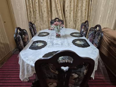 Premium Dining Table Set with 6 + ( 2 free chairs + white and plastic]