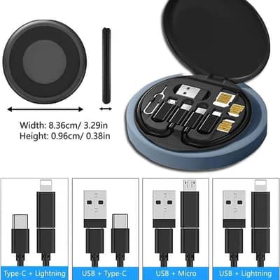 5 in 1 60w fast charging cable set black