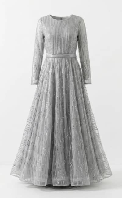 beautiful maxi for walima event gray color