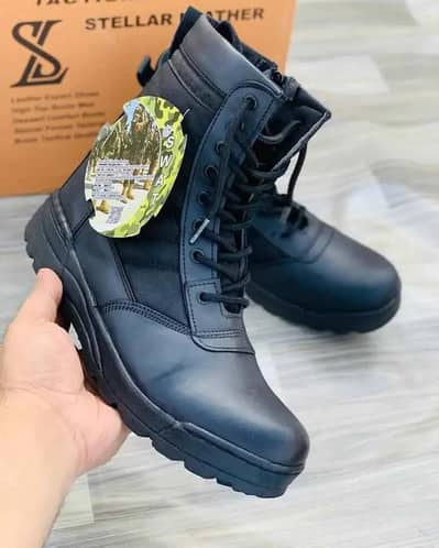 Men's synthetic leather fancy knee high boots (black swats) - ORG