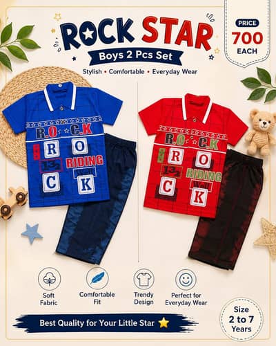 Boys Stylish 2 Piece Summer Dress | Soft & Comfortable | Rs. 700 Each