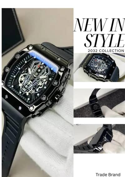 Richard Black Belt skeleton watch