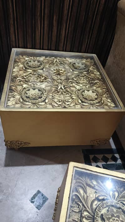 Golden table set 1 center table and two side tables in premium quality