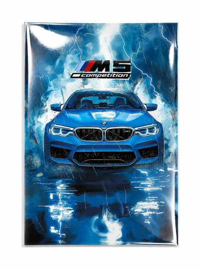 BMW M5 Competition HD Poster - A4 Glossy Sticker Sheet