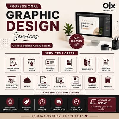 Graphic Design Services Logo Social Media Posts Flyers Business card.