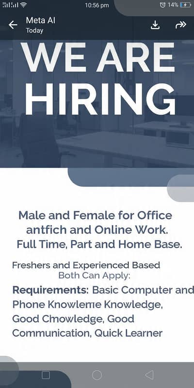 We are hiring staff for office and online work