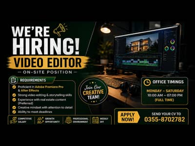 Experienced Video Editor Required for Real Estate Company
