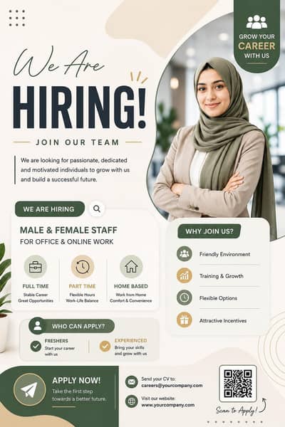 we are hiring male and female for work